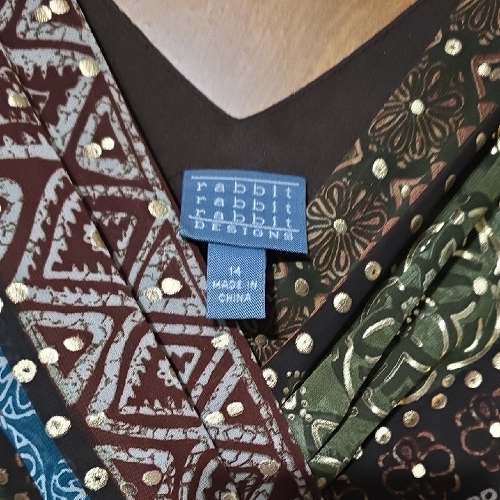 Rabbit Rabbit Rabbit Earthy Tones Wrap Dress - Picture 2 of 3